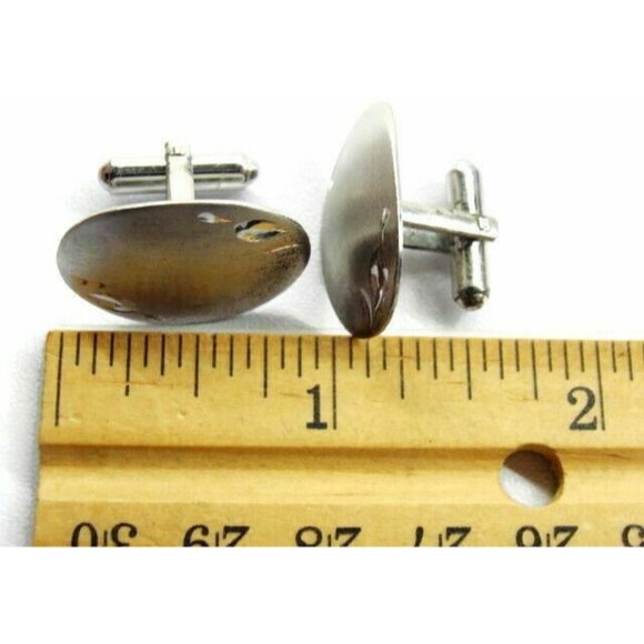 Oval Accent Sterling Silver 925 Vintage Patina Cufflinks - Picture 6 of 9